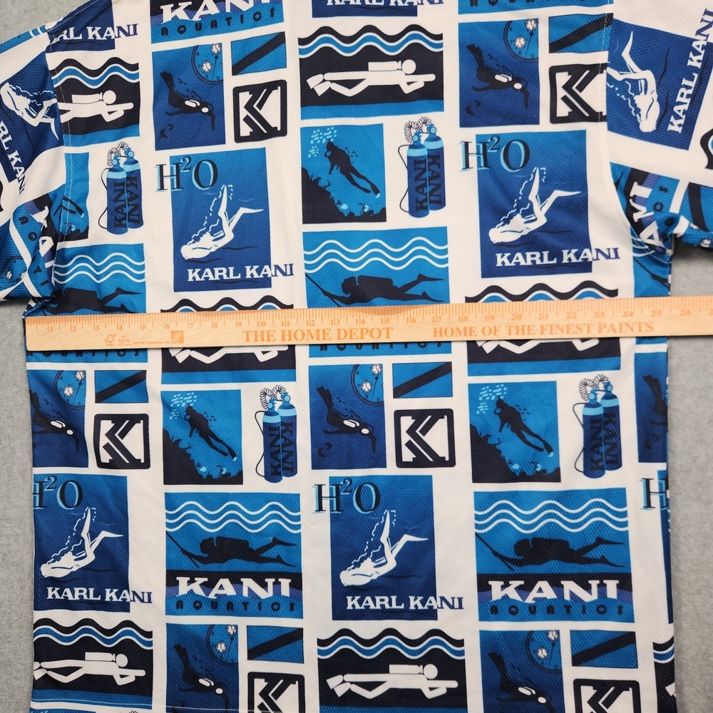 Vintage Karl Kani‎ Shirt XL Blue Aquatics Endurance Button Diving Print Y2K 90s - Picture 9 of 12